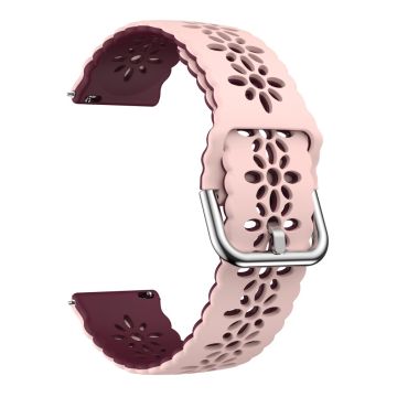 20mm Universal dual color flower hollow strap - Pink / Wine Red