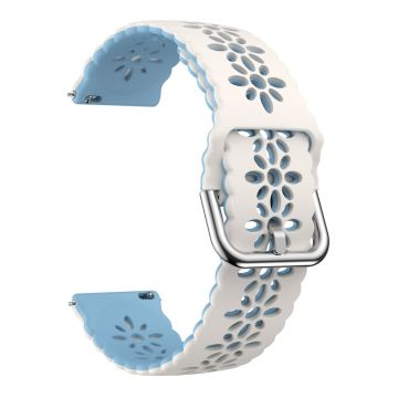 20mm Universal dual color flower hollow strap - White / Baby Blue