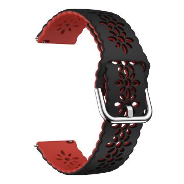 20mm Universal dual color flower hollow strap - Black / Red