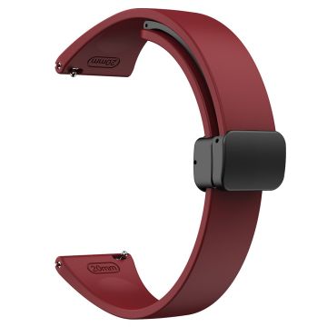 22mm Universal silicone sport strap with black magnetic buckle - Wine Red