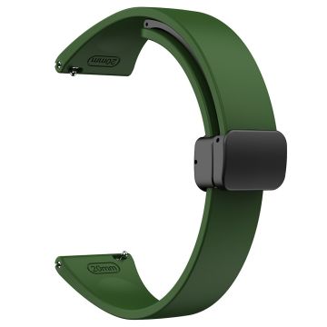 22mm Universal silicone sport strap with black magnetic buckle - Army Green