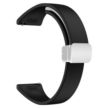 22mm Universal silicone sport strap with silver magnetic buckle - Black