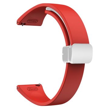 22mm Universal silicone sport strap with silver magnetic buckle - Red