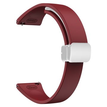 22mm Universal silicone sport strap with silver magnetic buckle - Wine Red