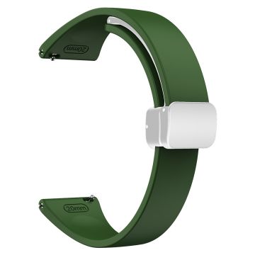 22mm Universal silicone sport strap with silver magnetic buckle - Army Green