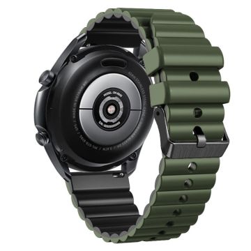 22mm Universal dual-color silicone strap with black buckle - Army Green+Black