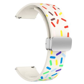 22mm Universal colorful pattern style silicone strap with silver buckle - Starlight Rainbow