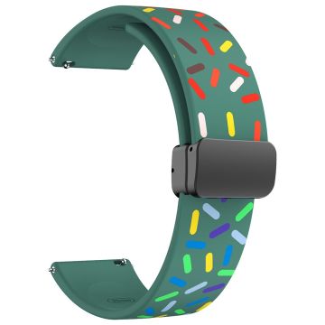 22mm Universal colorful pattern style silicone strap with black buckle - Green Rainbow