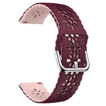 20mm Universal dual color blossom hollow strap - Wine Red+Pink