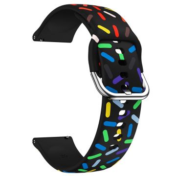 20mm Universal colorful pattern style silicone strap with black buckle - Black Rainbow