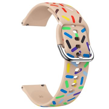 20mm Universal colorful pattern style silicone strap with black buckle - Pink  Rainbow