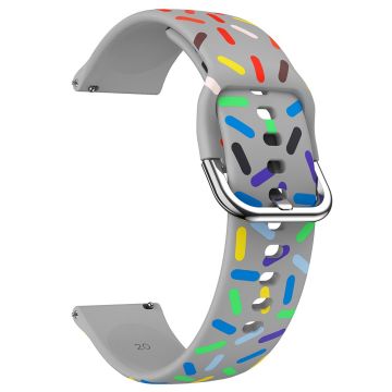 20mm Universal colorful pattern style silicone strap with black buckle - Grey  Rainbow