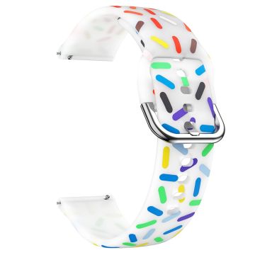 20mm Universal colorful pattern style silicone strap with black buckle - Transparent  Rainbow