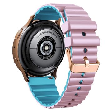 20mm Universal horizontal stripe style silicone strap with rose gold buckle - Baby Blue+Light Purple