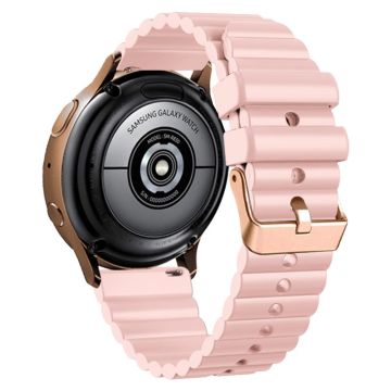 20mm Universal horizontal stripe style silicone strap with rose gold buckle - Pink