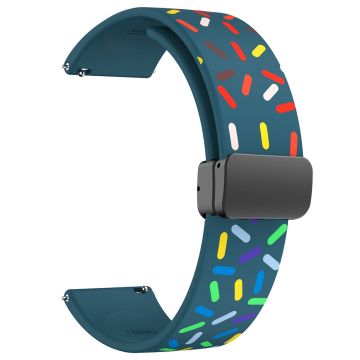 20mm Universal colorful pattern style silicone strap with black buckle - Blackish Green Rainbow