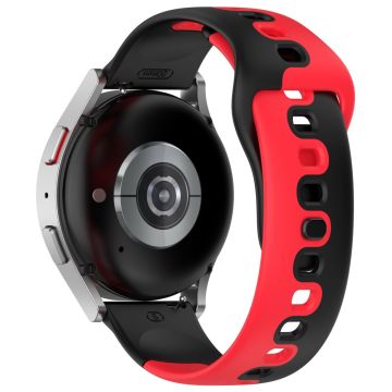 22mm Universal dual color silicone strap - Black / Red