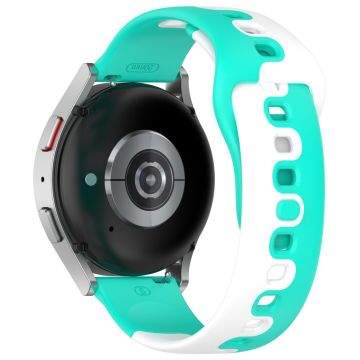 22mm Universal dual color silicone strap - Cyan / White