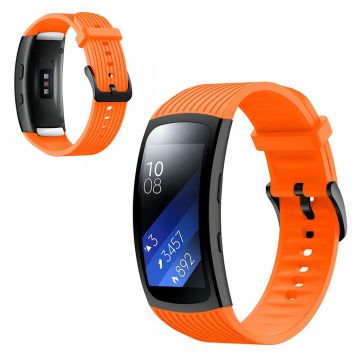 Samsung Gear Fit2 Pro vertical thread silicone watch band - Orange Size: L