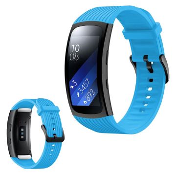 Samsung Gear Fit2 Pro vertical thread silicone watch band - Blue Size: S