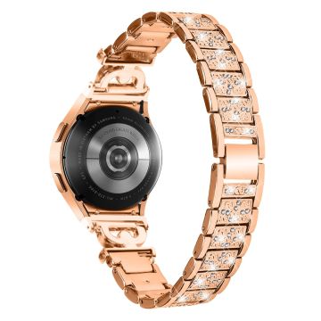 3-bead rhinestone décor stainless steel strap for Samsung Galaxy Watch 6 / 6 Classic / 5 / 4 - Rose Gold