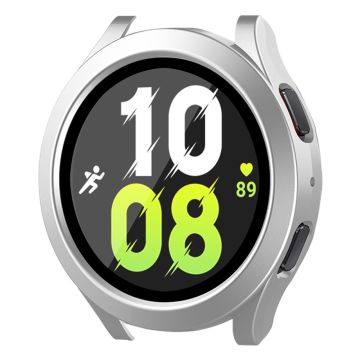 HAT-PRINCE Samsung Galaxy Watch 5 (44mm) / 4 (44mm) cover with tempered glass - Bright Silver