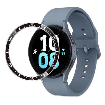 Samsung Galaxy Watch 5 / 4 (44mm) dual-color metal bezel ring - Black / White Characters