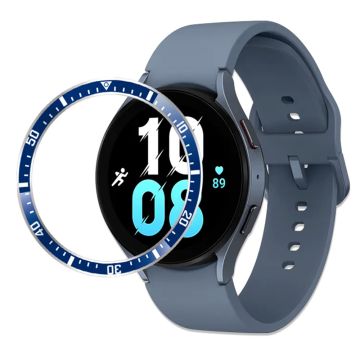 Samsung Galaxy Watch 5 / 4 (44mm) dual-color metal bezel ring - Blue / White Characters