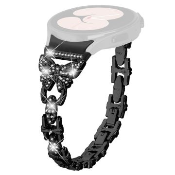 20mm Samsung Galaxy Watch 5 / 4 rhinestone butterfly décor metal strap with connector - Black