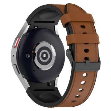 Samsung Galaxy Watch 5 / 4 / 3 (41mm) silicone in leather watch strap with black buckle- Brown Size: L