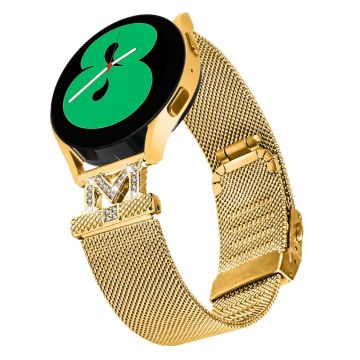 20mm Samsung Galaxy Watch 6 (44mm) / (40mm) / Classic (43mm) / (47mm) rhinestone décor stainless steel strap -  Gold