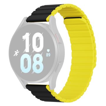 20mm DUX DUCIS dual color silicone strap for Samsung / Huawei / Honor watch - Black / Yellow