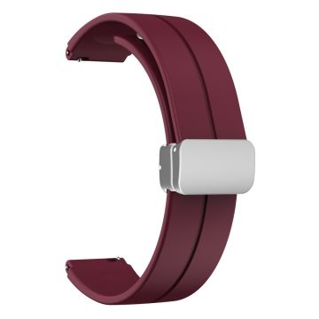 16mm silicone strap with silver buckle for Keep / Huawei / Timex watch - Wine Red