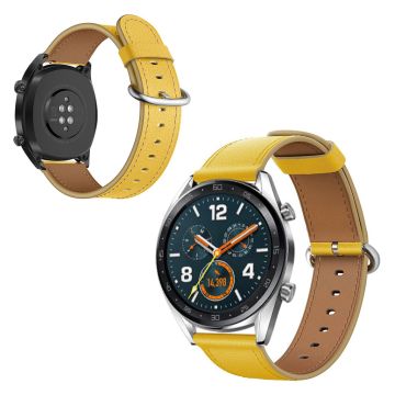 Huawei Watch GT / GT 2 46mm / Watch Magic top genuine leather watch band - Yellow