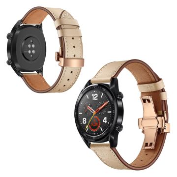 Huawei Watch GT / 2 / Watch Magic genuine leather watch band - Apricot / Rose Gold