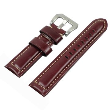 Huawei Watch GT split leather silver buckle watch band - Wine Red