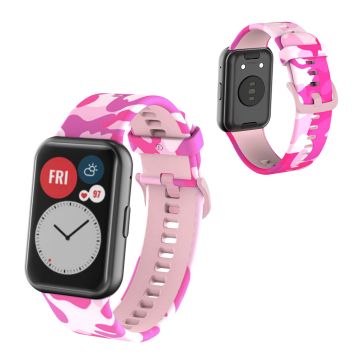 Camouflage pattern silicone watch band for Huawei Watch Fit - Pink