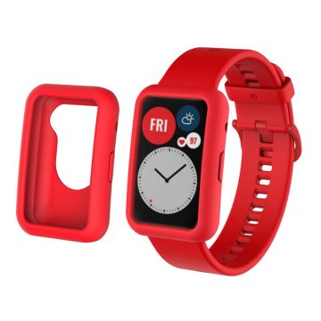 Huawei Watch Fit silicone watch strap and cover - Red