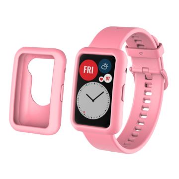 Huawei Watch Fit silicone watch strap and cover - Pink