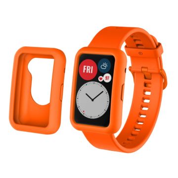 Huawei Watch Fit silicone watch strap and cover - Orange