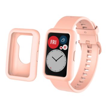 Huawei Watch Fit silicone watch strap and cover - Light Pink