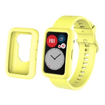 Huawei Watch Fit silicone watch strap and cover - Yellow