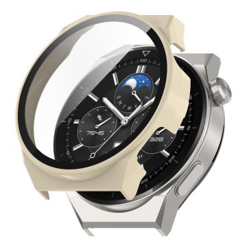 Huawei Watch GT 3 Pro 46mm cover with tempered glass screen protector - Ivory White