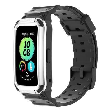 Huawei Band 8 / 7 / 6 strap with protective cover - Silver+Black