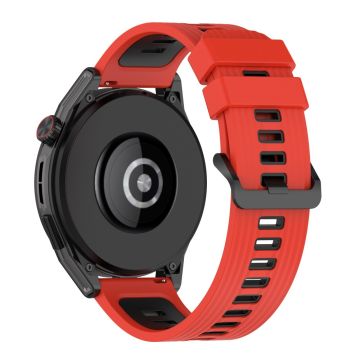 22mm silicone striped style strap for Huawei / Samsung / Garmin - Red / Black