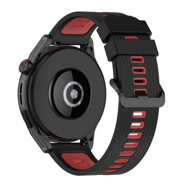 22mm silicone striped style strap for Huawei / Samsung / Garmin - Black / Red