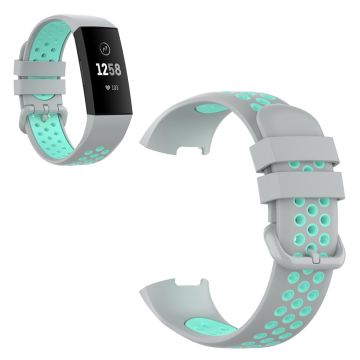 Fitbit Charge 3 / 4 bi-color silicone watch band - Grey / Cyan