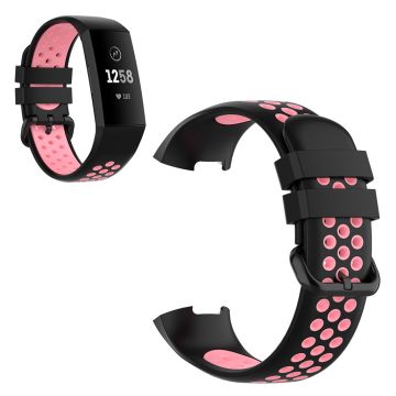 Fitbit Charge 3 / 4 bi-color silicone watch band - Black / Pink