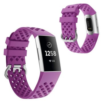 Fitbit Charge 4 / 3 square hole silicone watch band - Purple