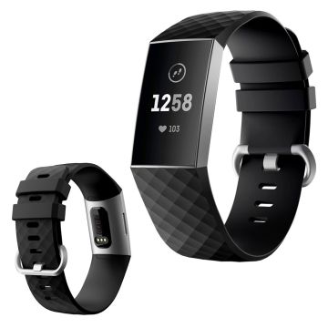 Fitbit Charge 4 / 3 diamond pattern watch band - Black Size: L